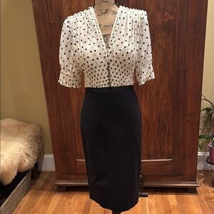 Catherine Deane Elegant Black and White Polka Dot Dress